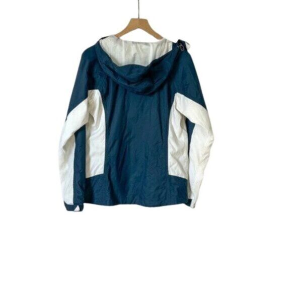 Columbia Lightweight Blue and White Zip Front Rain Hiking Jacket Medium - Picture 2 of 7